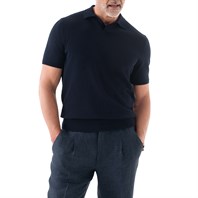 Blue short sleeves knitwear polo shirt