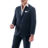 Blue linen blend single-breasted Jacket