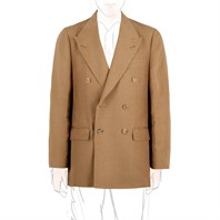 Beige linen-blend  double-breasted jacket