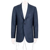 Blue cashmere blend single-breasted jacket with foulard lining