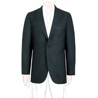 Green cashmere blend single-breasted jacket with foulard lining