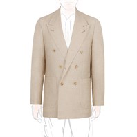 Beige herringbone linen blend double-breasted jacket