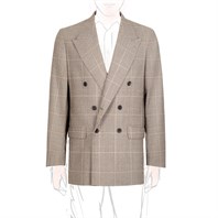 Double-breasted beige prince of Wales wool jacket "SW1"