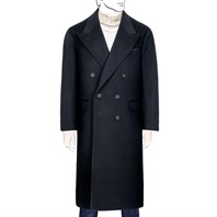 Cappotto doppio petto in cashmere blu notte