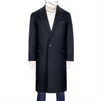 Midnight blue single-breasted cashmere coat