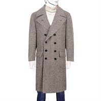 Ulster coat in brown herringbone wool and cashmere