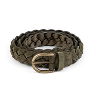 Green braided suede leather belt