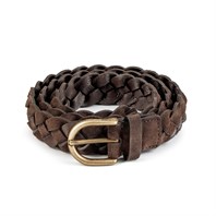 Dark brown braided suede leather belt