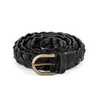 Black braided suede leather belt