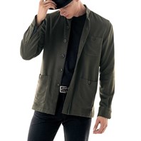 Green cashmere safari jacket with guru collar
