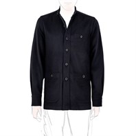 Midnight blue cashmere guru collar safari jacket