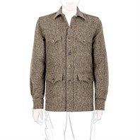 Vintage Archive wool safari jacket in brown melange birdseye