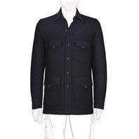 Sahariana in cashmere spigato blu