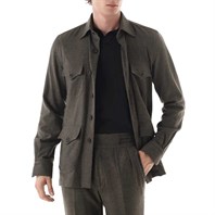 Green herringbone wool safari jacket