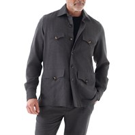 Grey wool hopsack safari jacket