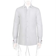 White cotton tuxedo shirt with pleated '