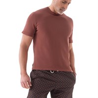 T-shirt manica corta in maglia rosa antico