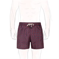Burgundy swim shorts with floral print