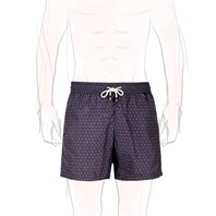 Blue swim shorts with paisley print
