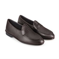 Brown leather loafer