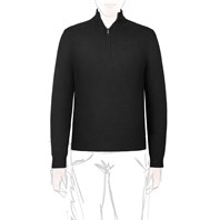 Black cashmere sweater with half zip