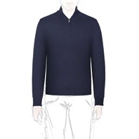 Blue cashmere sweater with half zip